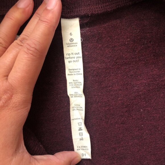 LULULEMON SLALOM COTTON BLEND JACKET QUILTED SLEEVE PATCHES Sz6 - Picture 5 of 7